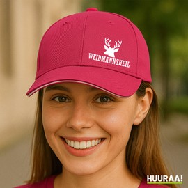 Huuraa Cappy Hat Weidmannsheil Deer Hunter Greeting Gift Weidmannsheil Deer Gift Idea, Pink/white, Unit size
