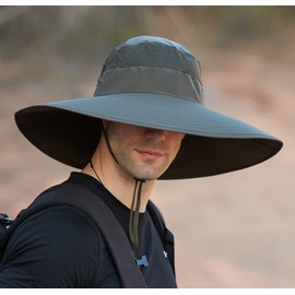 MINAKOLIFE Super Wide Brim Bucket Hat UPF50+ Waterproof Sun Hat for Fishing Hiking Camping (Khaki)