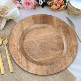 Lightnpro Natural Wood Dinner Plates for Eating Wooden Round Charcuterie Boards Serving Platters for Food Dishes Cheese Tray Dessert Salad Plate Wood Charger Plates - 13 Inch Set of 2