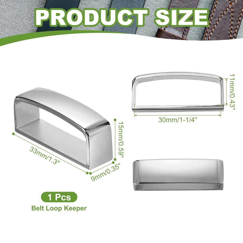 PATIKIL 1-1/4 Inch 40mm Belt Loop Keepers, Alloy Belt Strap