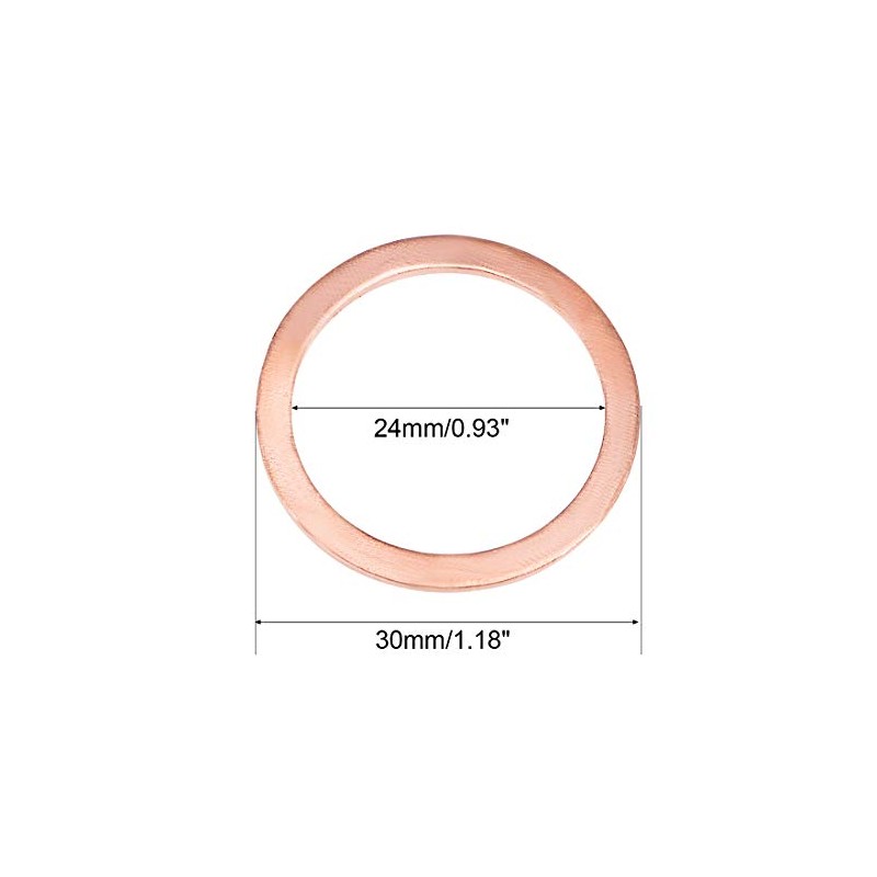 sourcing map 10Pcs 24mm x 30mm x 1.5mm Copper Flat