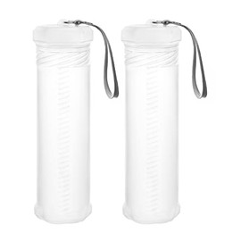 QWORK Extendable Artist Storage Tube - Durable Plastic, 2 Pack Adjustable Length 8.5" to 15", 2.4" Width, Translucent with Carrying Lanyard for Brushes, Pens & Watercolor Supplies