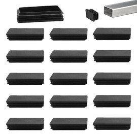 Zaky Lamellar Plugs for Square Tubes, 80 x 40 mm, Black, Rectangular Tube Plugs for Square Tube, Plastic Foot Caps, Pack of 12