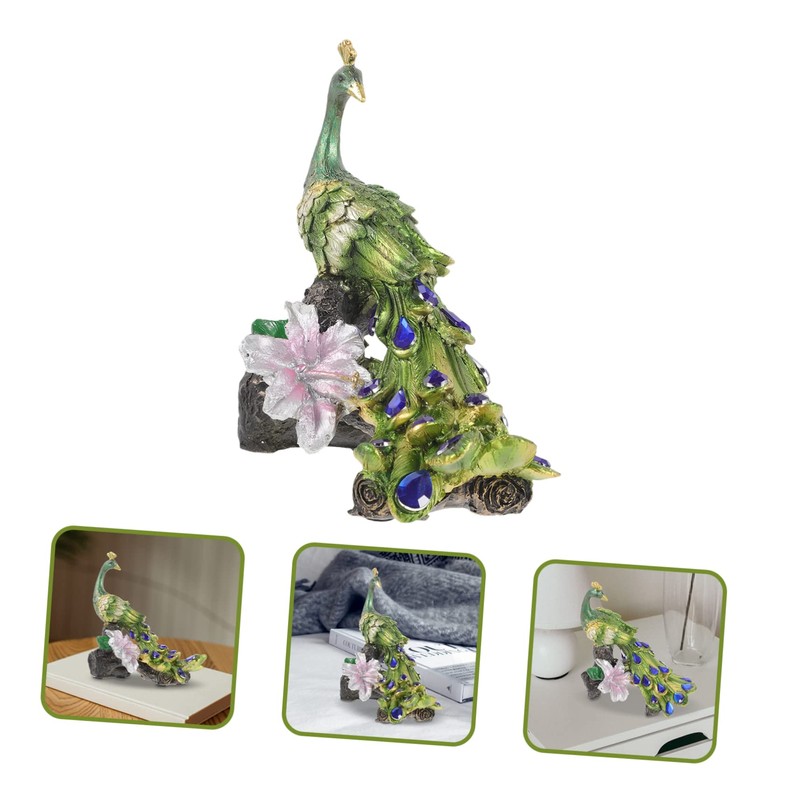 iplusmile Resin Peacock Sculpture Ornament Elegant Desktop Decoration for Home
