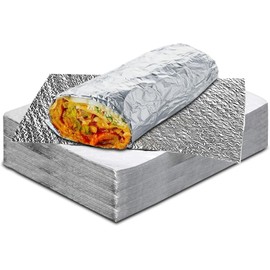 Insulation Sandwich Wrapping Paper Aluminum Foil Sheets - [100 Pack] - (14" x 10.3") - Aluminum Foil Sandwich Wrap Sheets For Sandwich Wraps, Burritos and BBQ
