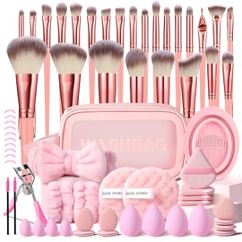 HGHDBT 65Pcs Pink Makeup Brushes Set Professional Makeup Kit Multi-functional Makeup Tool Set with Case Facial Makeup Accessories, Foundation Makeup Brush Kit Eye and Face Make up Brushes & Tools