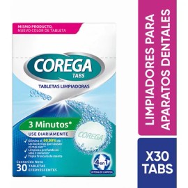 Corega Limpiador Tabletas Ferv. 3 Minutos 30 Unidades