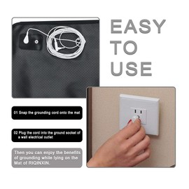 RIQINXIN Grounding Mat for Bed Grounding Mattress Cover Conductive Durable Breathable Grounding Sleep Pad Earthing UK for Improved Sleep PU Leather28x71in Black