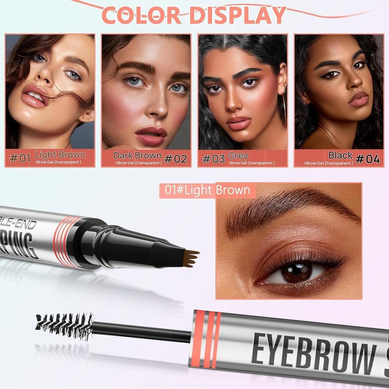 Lápiz de Cejas 2 en 1 con Gel y Cepillo,