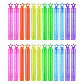 Mini Bubble Wands Assorted Bubbles Blowers for Kids Childrens Birthday Party Bag Toys Favours (Stars, 12, Bubble Tubes)