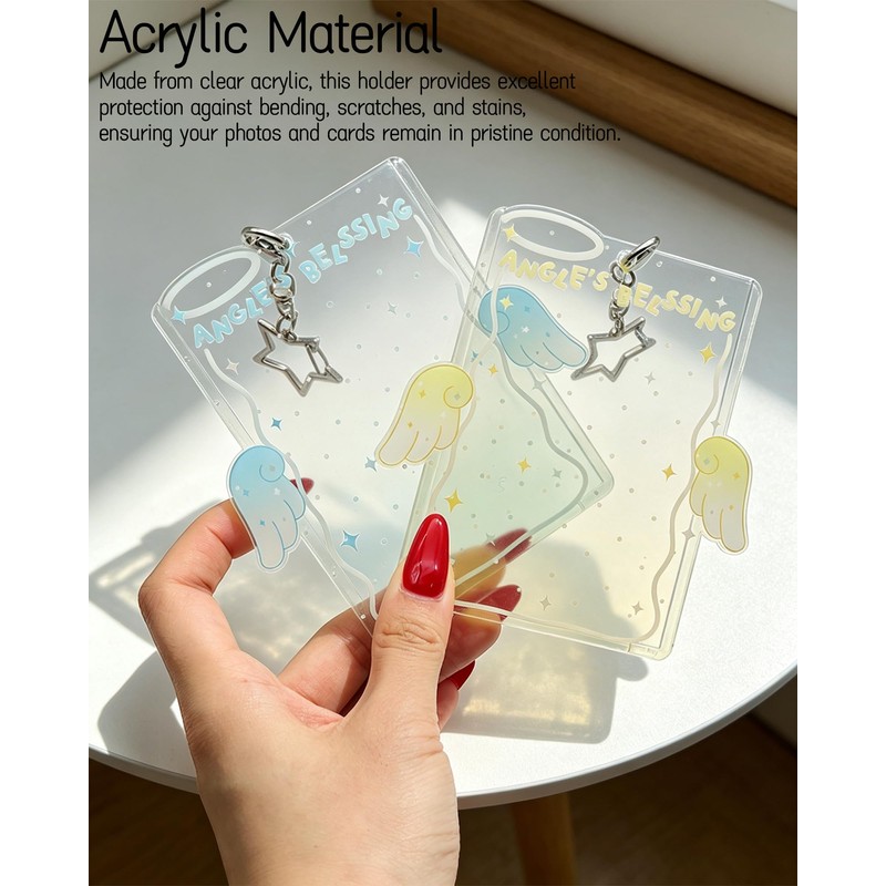 Angel Wing Photocard Holder Keychain 2 Pack- Clear Acrylic Photo
