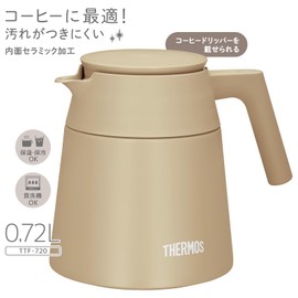Thermos TTF-720 CL Vacuum Insulated Coffee Server, 24.3 fl oz (720 ml), Cafe Latte, All Parts, Dishwasher Safe, Coffee Dripper Compatible, Magic Bottle Structure, Hot and Cold Retention