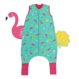 schlummersack Children's sleeping bag with feet, 100% organic cotton, summer 110 cm, 1 tog flamingo, with extended cuffs, a height of 110 - 120 cm, feet, 1 tog, flamingo