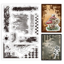 GLOBLELAND Vintage Texture Background Clear Stamps for Cards Making Retro Mark Background Silicone Stamp Texture Transparent Stamp for DIY Scrapbooking Photo Album Journal 4.33x6.3inch