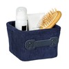 WENKO Anela Bathroom Basket Dark Blue Square Storage Basket