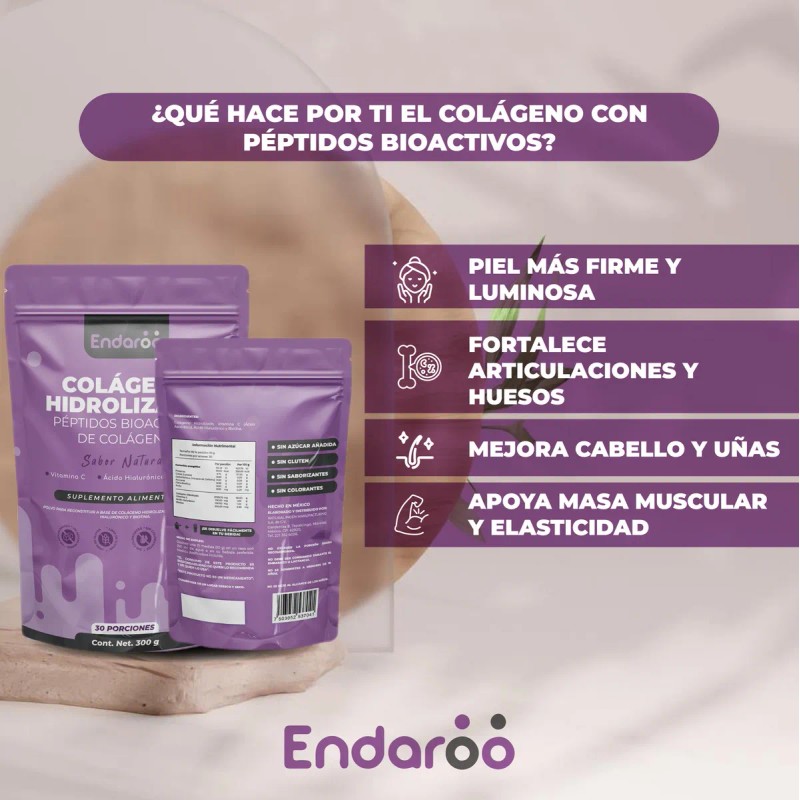 Péptidos De Colágeno Hidrolizado, Biotina, Ácido Hialurónico 300g Sin Sabor