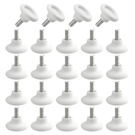 TOVOT 24PCS Adjustable M6×27MM Table Feet - Screw-on Leveling Feet for Furniture, Cabinet, Chair (White)