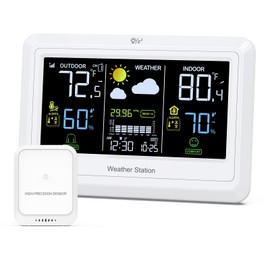 ORIA Wireless Weather Station with Outdoor Sensor, Thermometer Hygrometer Indoor Outdoor with Colour Display, Max/Min Datasets, Time/Alarm, Temperature Alert, Weather Forecast, Air Pressure Display