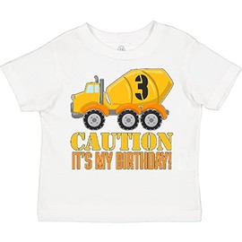 inktastic 3rd Birthday Construction Truck, Cement Mixer - 3 Years Old Toddler T-Shirt 4T 0020 White 2c77f