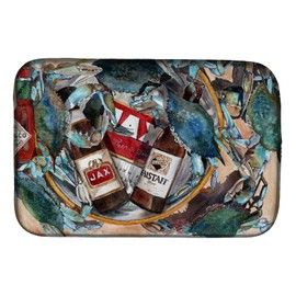 Caroline's Treasures 8919DDM New Orleans Beers and Crabs Dish Drying Mat Absorbent Dish Drying Mat Pad for Kitchen Counter Dish Drainer Mat for Countertop, 14 x 21", Multicolor