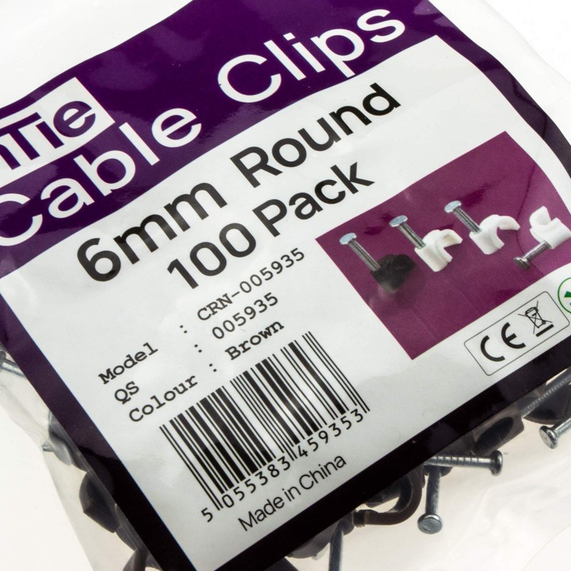 Round Brown 6 mm Cable Clips Secure Fasteners Cable [Pack