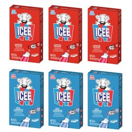 Icee Paquete Variado De 6 Sobres Individuales Para Llevar (3 De Cada Uno): Cereza Y Frambuesa Azul. Mezcla De Bebida En Polvo Sin Azúcar. 6 Sobres Por Caja. 36 Porciones