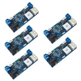 5Pcs DC 6V 9V 12V 24V to DC 5V 5A Buck Converter Module 9-36V Step Down to USB 5V Transformer Dual Output Voltage Regulator Board
