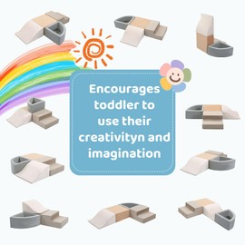 HOMBYS 4-Pieces Climbing Toys for Toddlers 1-3, Foam Climbing Blocks for Kids Crawling and Sliding, Soft Velvet Indoor Playground for Baby Playing Acticity