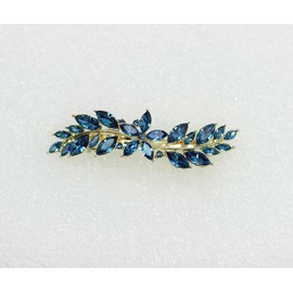 Faship Gorgeous Navy Blue Rhinestone Crystal Small Floral Hair Barrette Clip