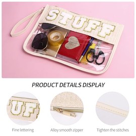 Pinkmik - Bolsa de chenilla con cierre transparente para viajes, bolsa de aperitivos para playa, cosméticos y artículos de cambiador para mujer, Viaje