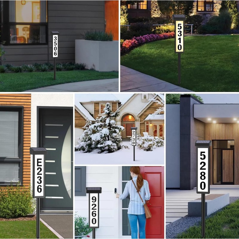 CTOL Solar Address Sign - Double-Sided LED Illuminated House Numbers,