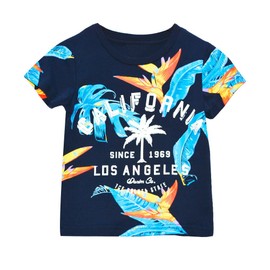 BINIDUCKLING Boys' Short Shirt Set Toddler Kids Outfit 2 Pieces Summer Clothing Set 2-7 Years, Coconut palm