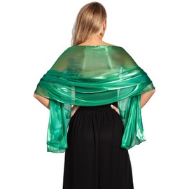 Central Chic Silky Iridescent Wrap Stole Shawl Pashmina For Weddings Bridal Bridemaids & Evening Wear (Emerald Green)