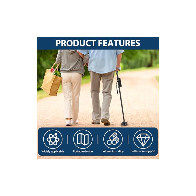 Folding Walking Cane with LED Light, Adjustable Collapsible Standing Canes
