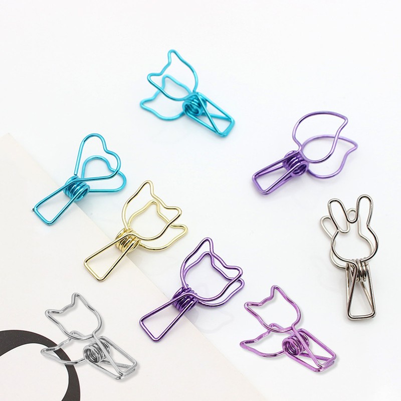 100pcs Cat Binder Clips Cute Cartoon Strong Clamping Force Metal