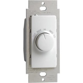 Leviton (5)- Leviton White 15A Single Pole 600W 4-Speed Fan Control Switch R24-RTF01-10W
