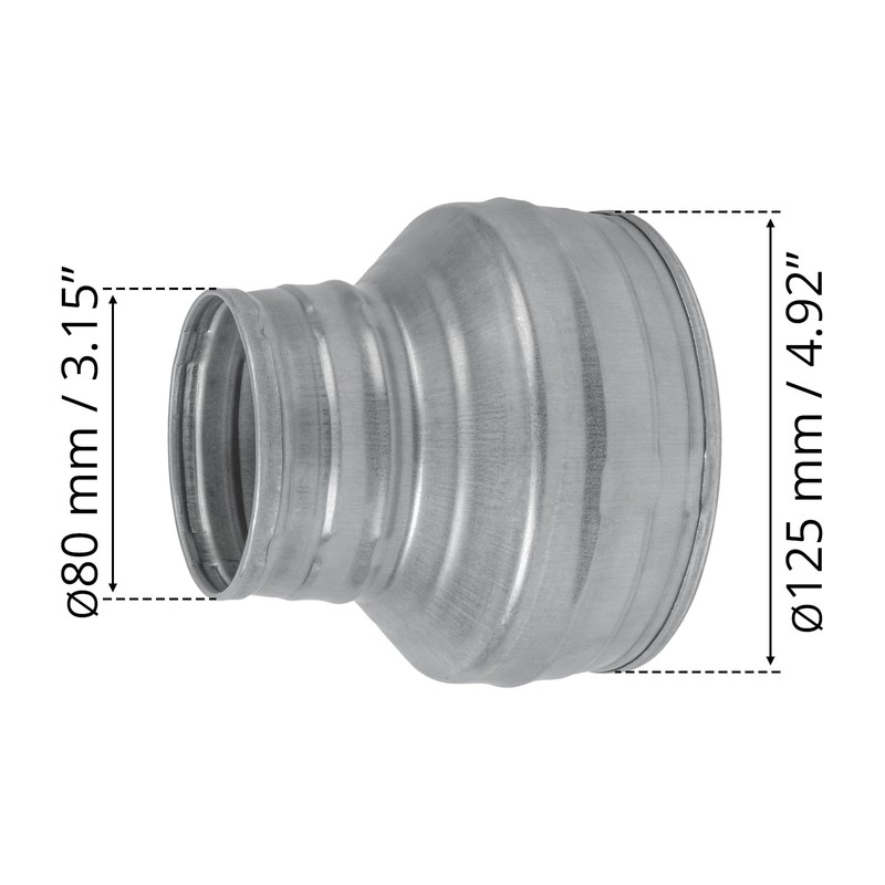 HVAC OV 5" to 3" Inch Round Duct Reducer -
