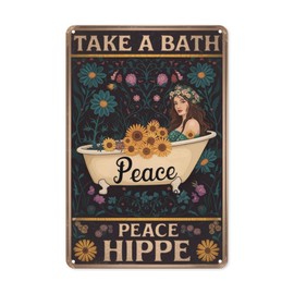 Sunflower Girl Take a Bath You Dirty Hippie (1) Retro Tin Signs Inspirational Life Quotes Rustic Decorative Wall Art Unique Gifts 8X12 Inch