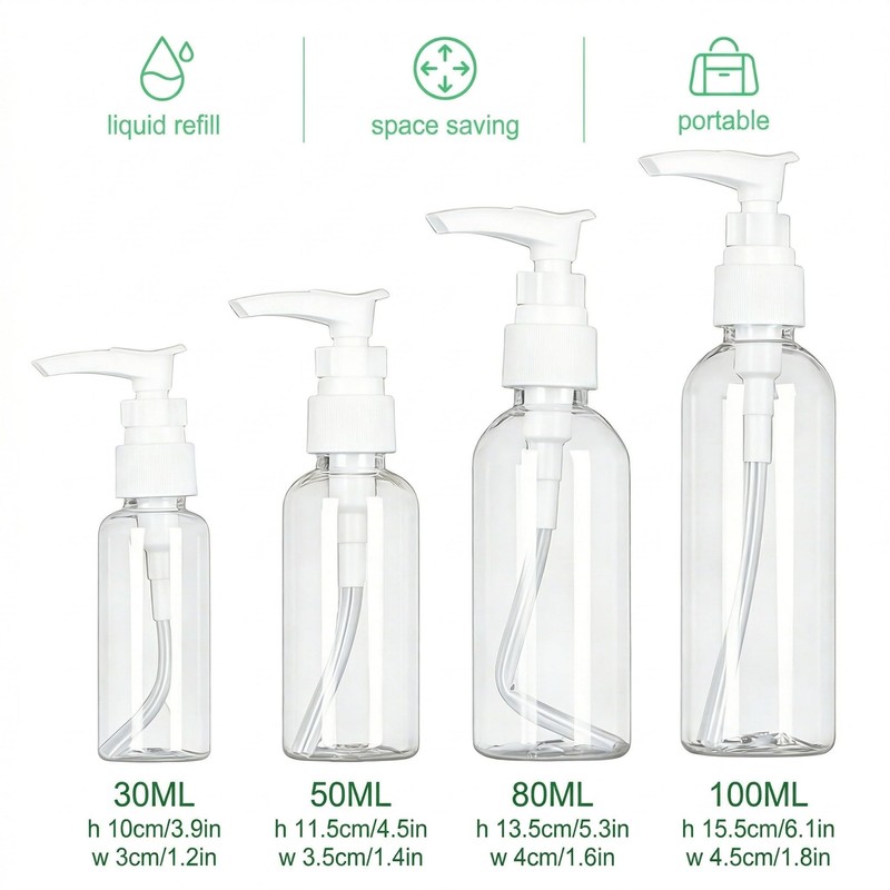 Pack of 4 Plastic Pump Bottles in 30 ml, 50