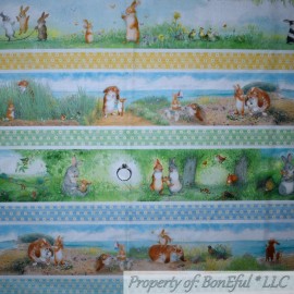 Michael Miller Fabrics BonEful FABRIC FQ Cotton Quilt Rainbow Stripe Border Blue Honey Bunny Bee Rabbit