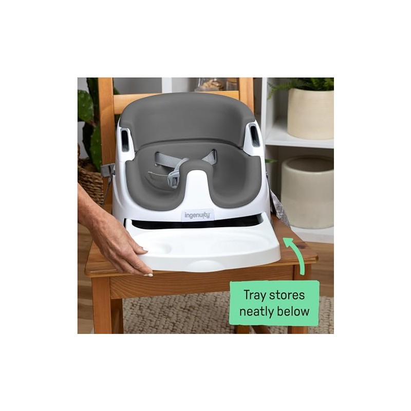 Ingenuity Baby Base Asiento Elevador 2 en 1, Gris (Slate),