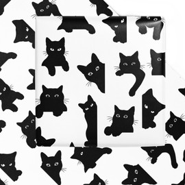 WRAPAHOLIC Wrapping Paper Sheet - 6 Sheets Black Cat Design Folded Flat for Birthday, Baby Shower, Party, Holiday - 19.7 Inch X 27.5 Inch Per Sheet