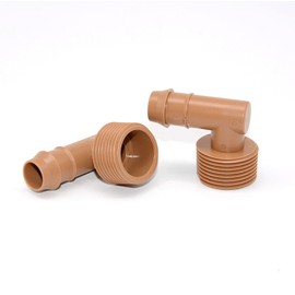 1/2" Barbed Fittings (.600" ID) - 17mm Brown - 10 Pack Irrigation Connectors for Drip Tubing and Garden Hoses (ADAPTER ELBOW)