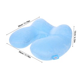 Kisangel Inflatable u Shaped Travel Neck Pillow for Airplanes Firmness Enhanced Neck Support Washable Sky-Blue Cover for Long Flights and Car Rides Includes Eye Mask and Earplugs