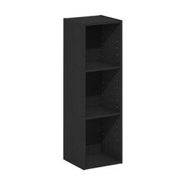 Furinno Fulda 3-Tier Space Saving Storage Shelf Bookcase, 10-Inch Width, Blackwood
