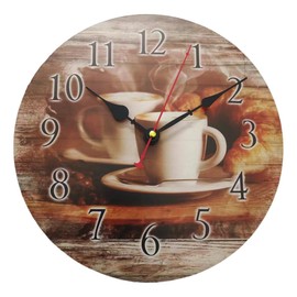 YOAI MDF Wooden Wall Clock Without Ticking Noises Silent Round 30 cm Rustic Quartz Kitchen Clock Easy to Read for Room Home Kitchen Bedroom Office School