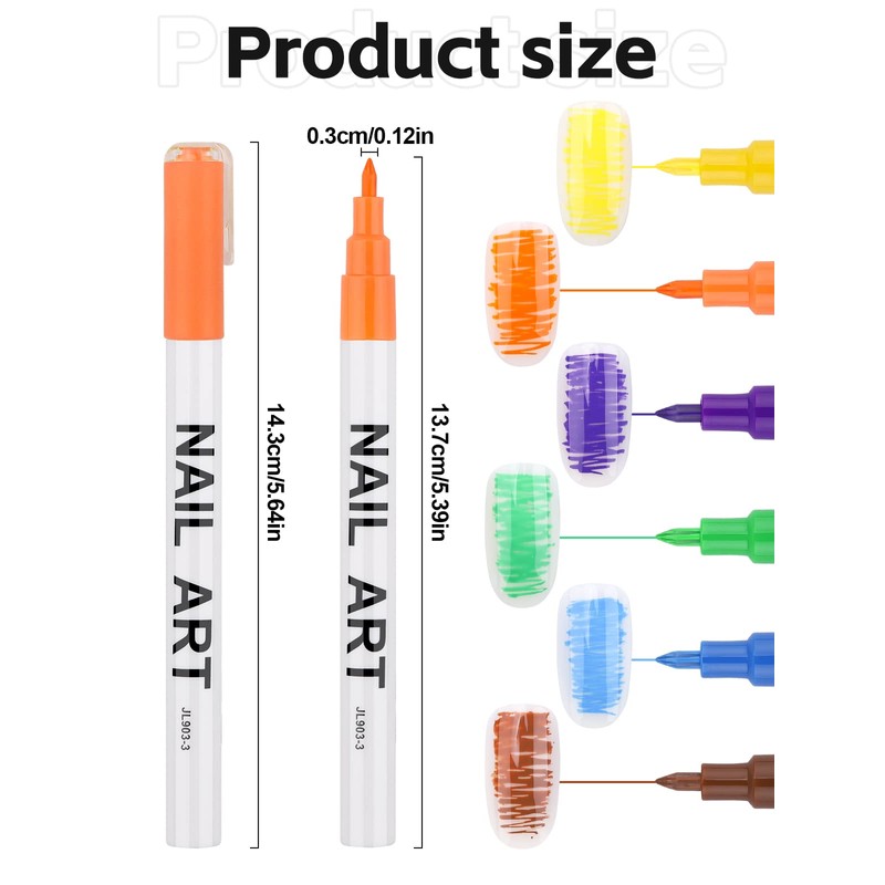 6 Color 3D Nail Art Pens Set, Kalolary Nail Point