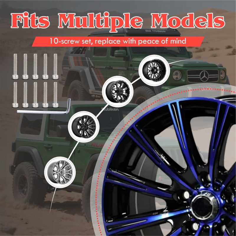 10-Pack Fuel Wheel Center Cap Screws with Adapter Tool for