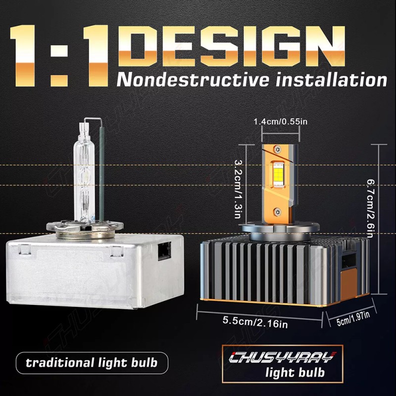 CHUSYYRAY D5S LED Headlight Bulb Conversion Kit Canbus 180W 6000K