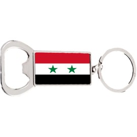 Syria Rectangle Bottle Opener Metal Keyring and Velvet Gift Bag